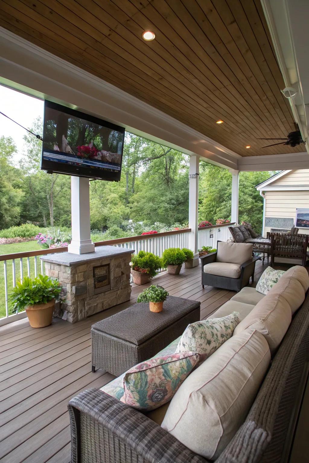 An entertainment-equipped deck becomes a favorite spot for gatherings.