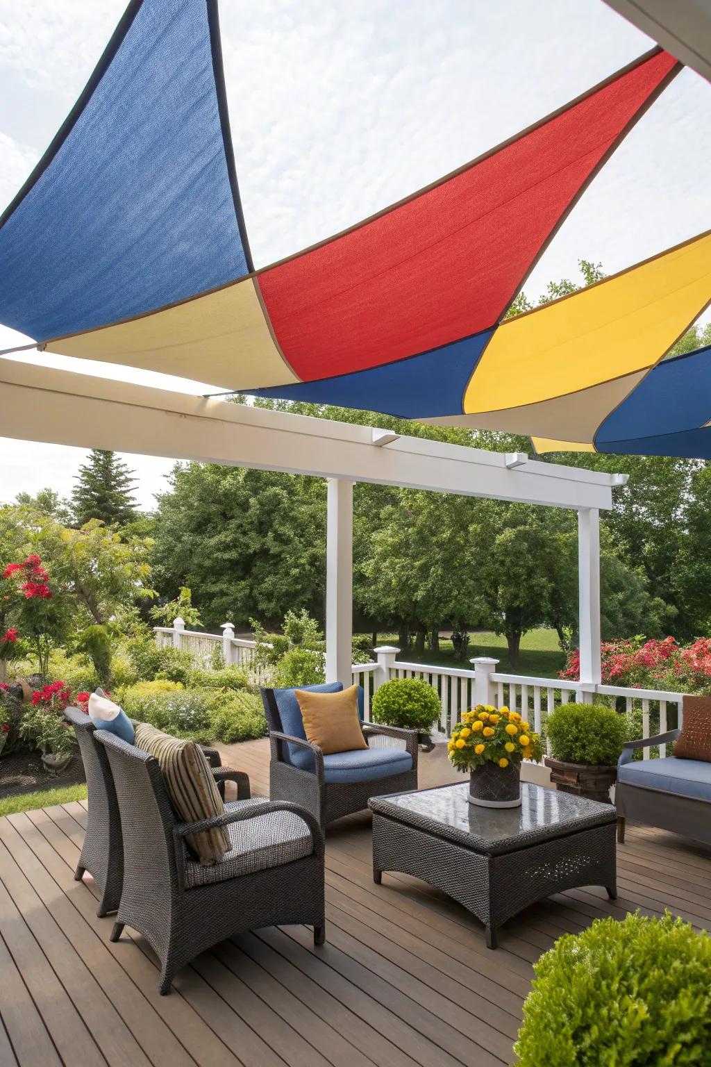 Sun sails add a modern, artistic flair to your deck with versatile shade options.