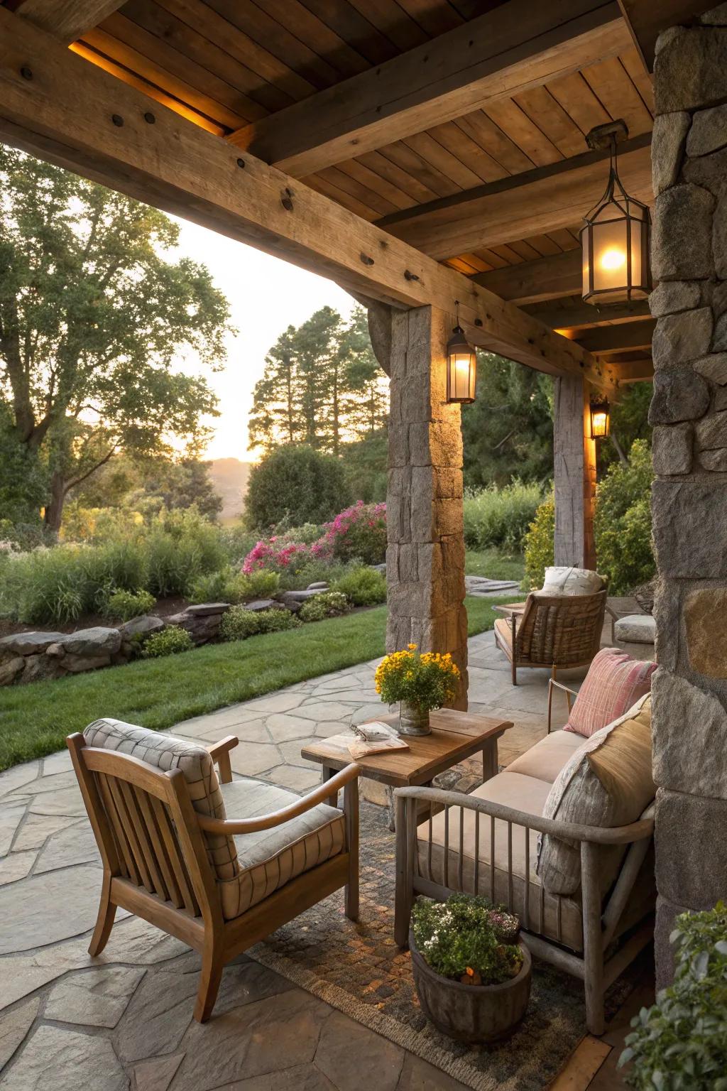 Natural materials add rustic charm to your patio.