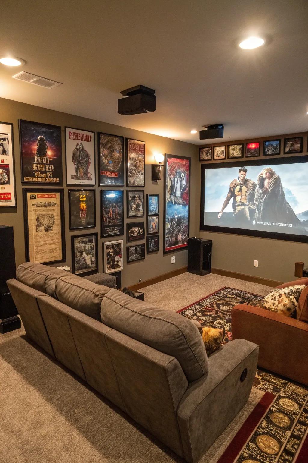 Personal touches like movie posters make the space your own.