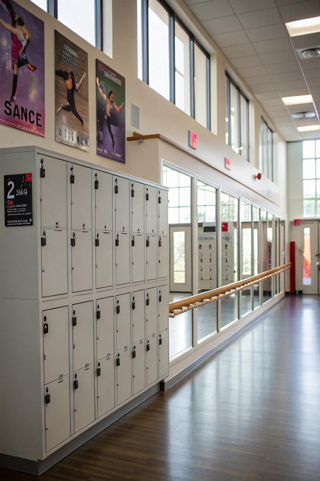 Storage solutions keep the lobby neat and organized.