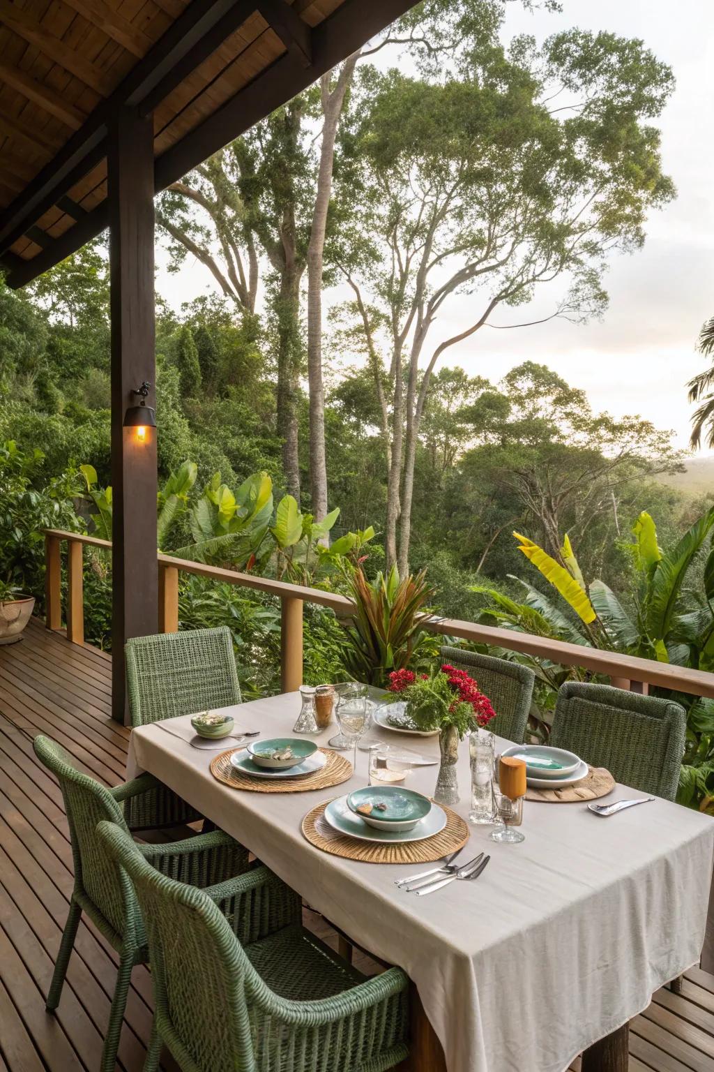 Create a charming dining area for alfresco meals.