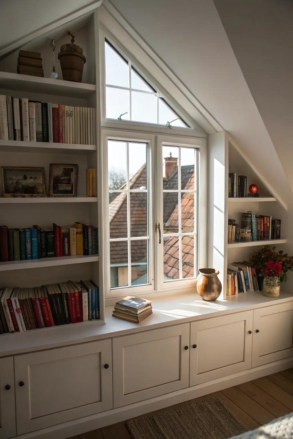 Built-in storage keeps your dormer organized and stylish.