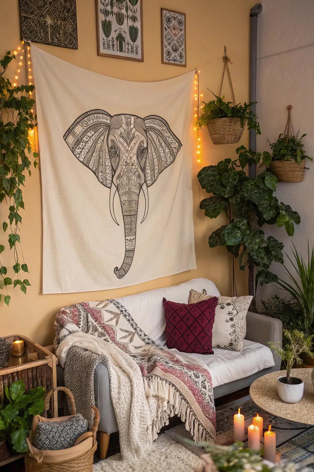 Boho elephant prints bring a sense of creativity and warmth to your space.