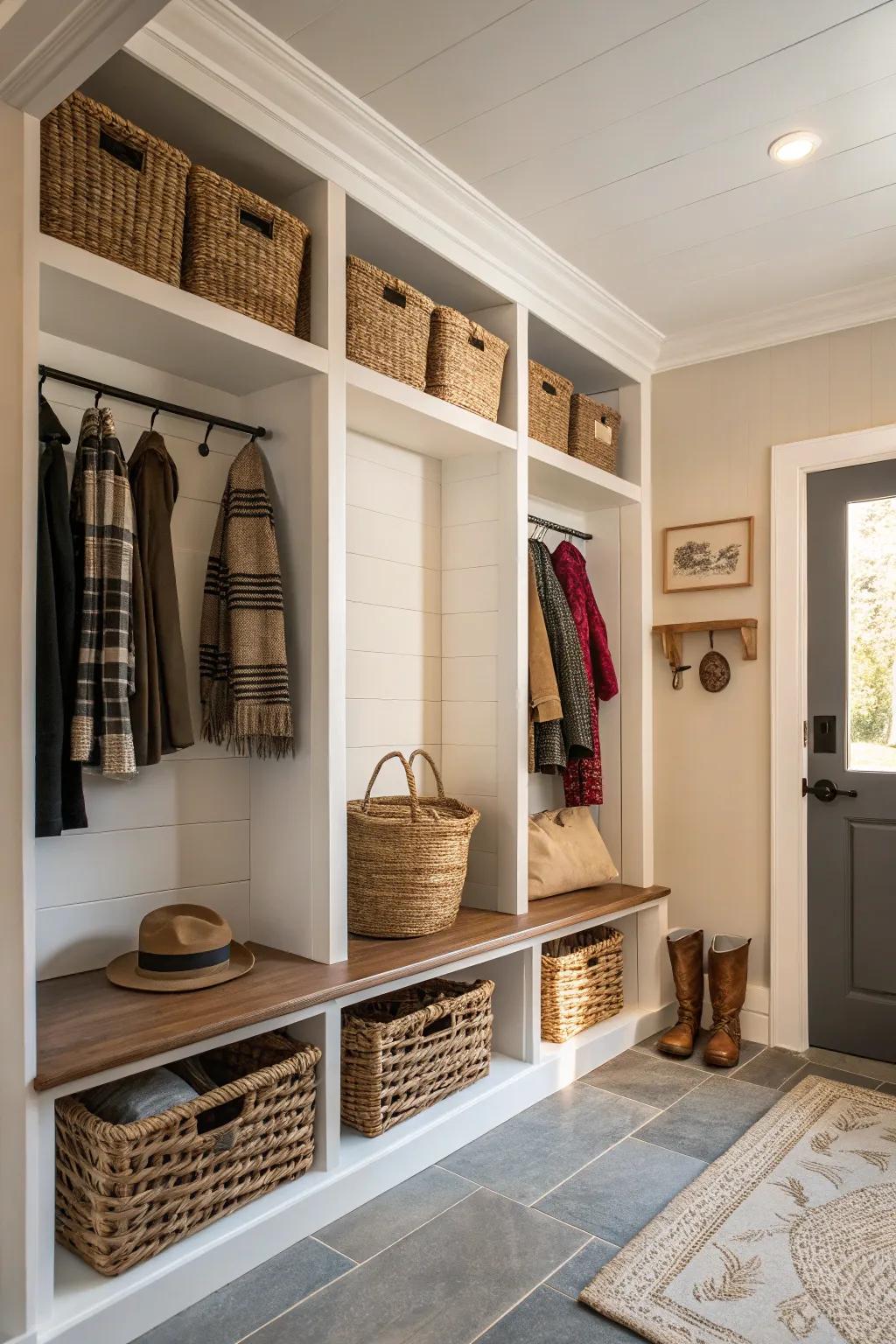 Storage solutions keep your entryway tidy and stylish.