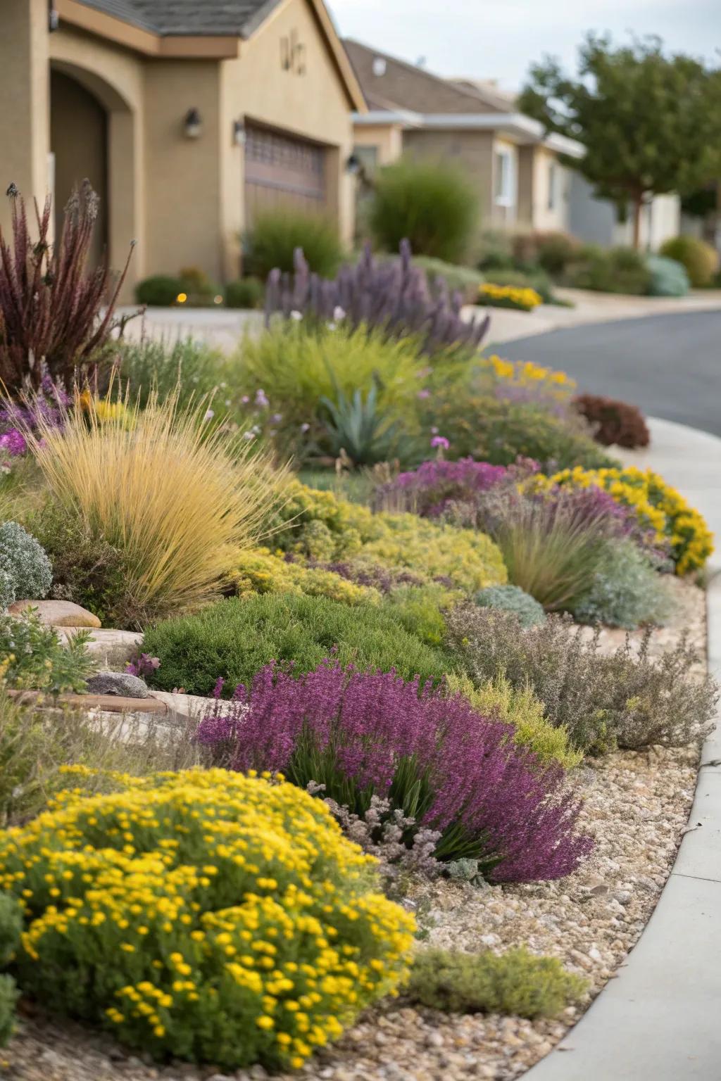 Color contrast brings energy and excitement to xeriscape designs.