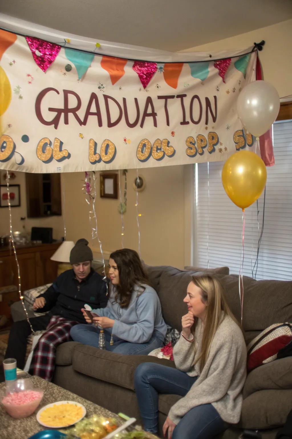 A banner filled with humor and fun to celebrate graduation.