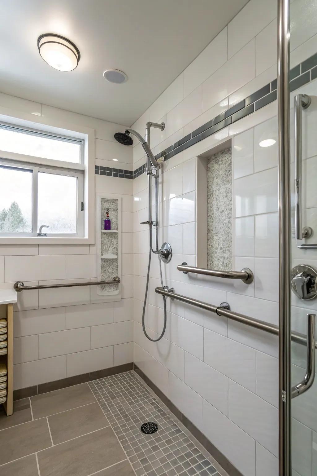 Ensure safety by placing the hand shower near grab bars.