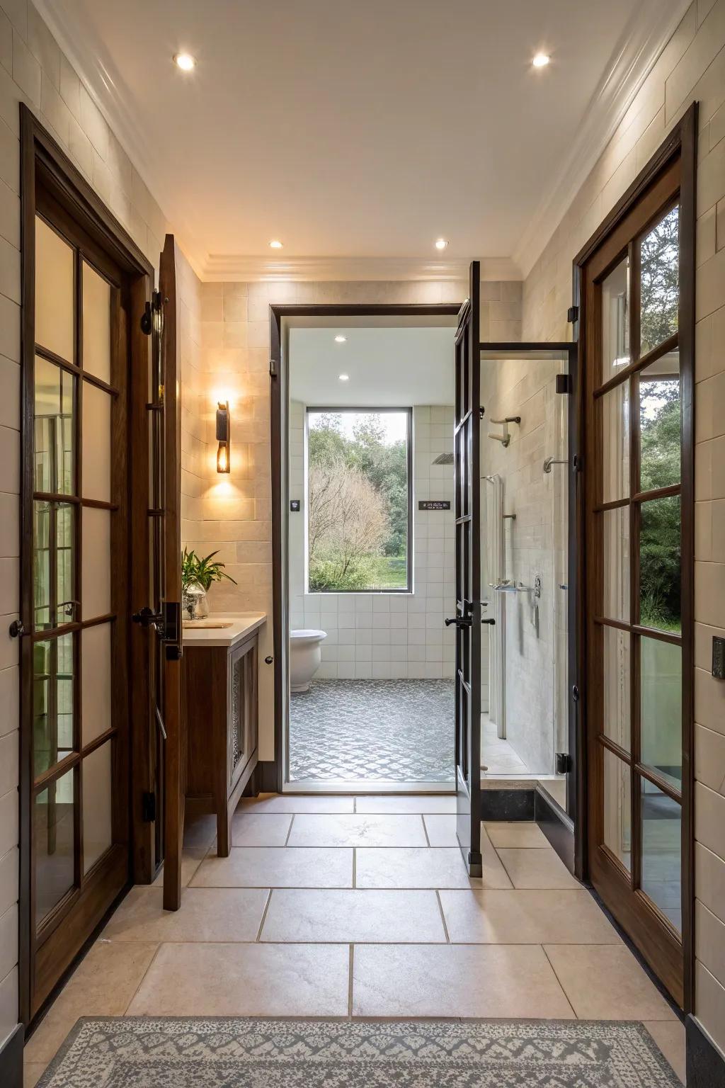 Wide doors facilitate easy access for all users.