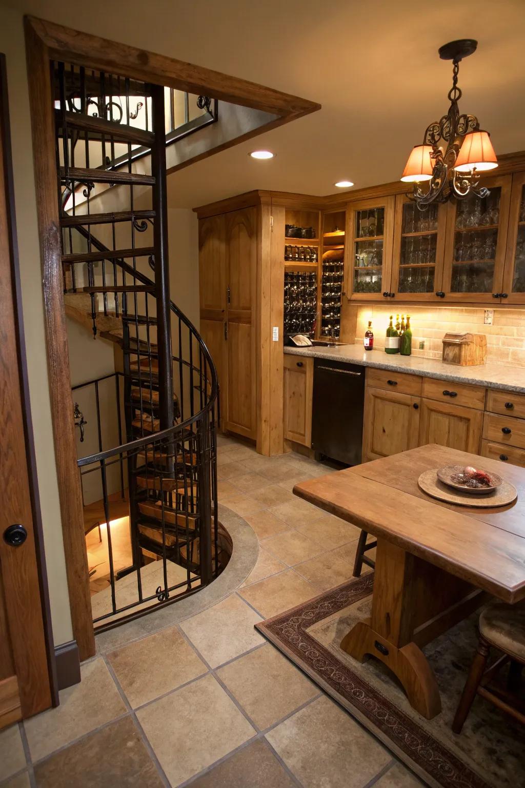 A concealed floor entrance adds an element of surprise and elegance.