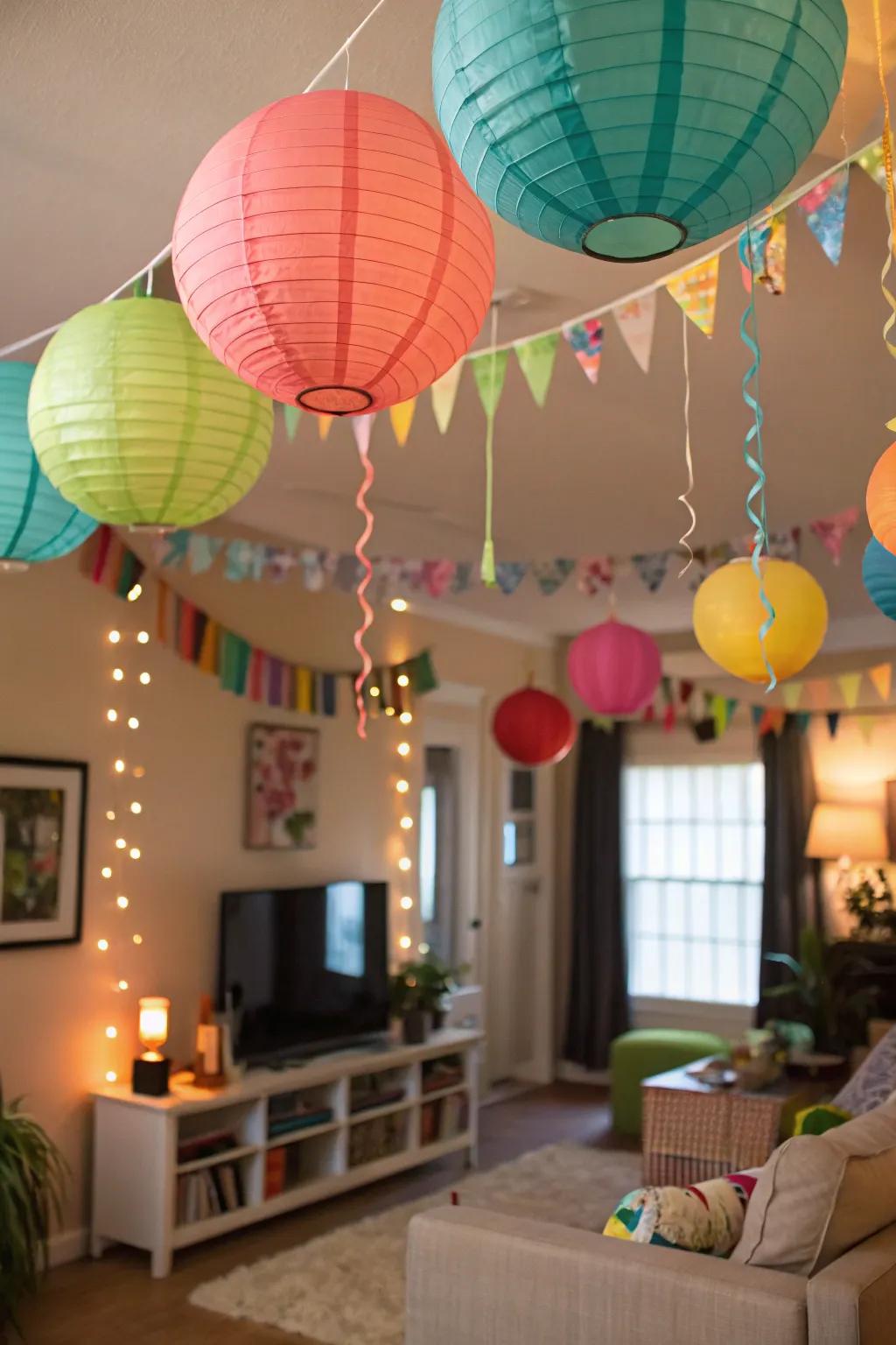 Cost-effective decorations adding charm to the party scene.