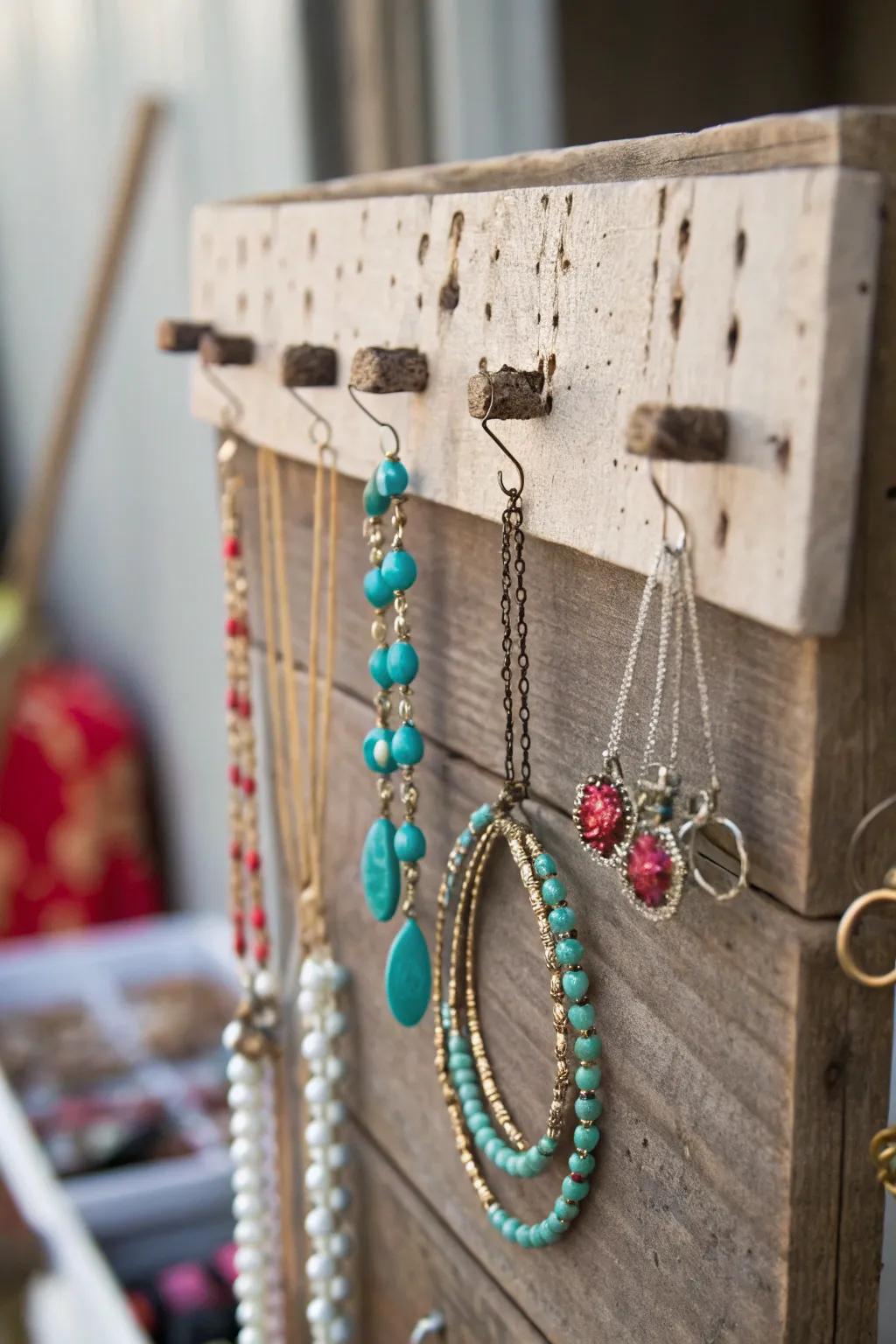 Rustic DIY jewelry board