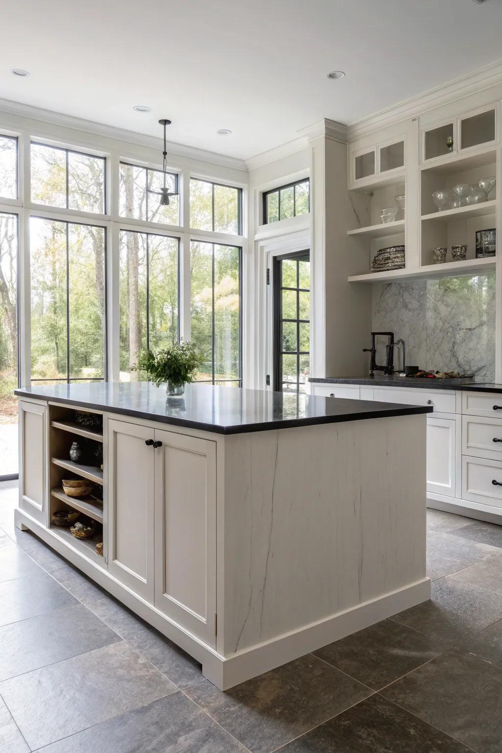 Clean lines and minimalist design create a sleek and contemporary look for this kitchen island.