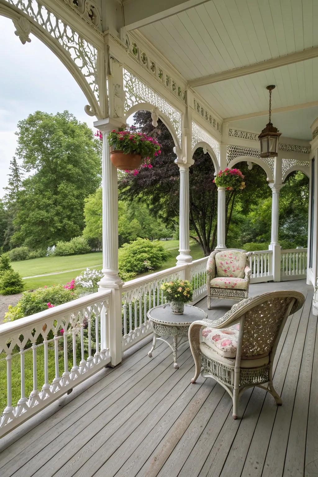 Elegant trim and moldings elevate this classic deck design.