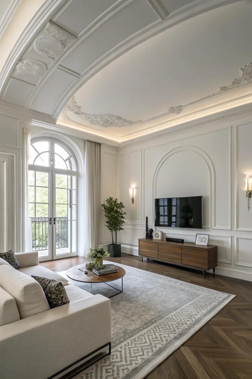 Sleek and curved crown molding for a modern touch.