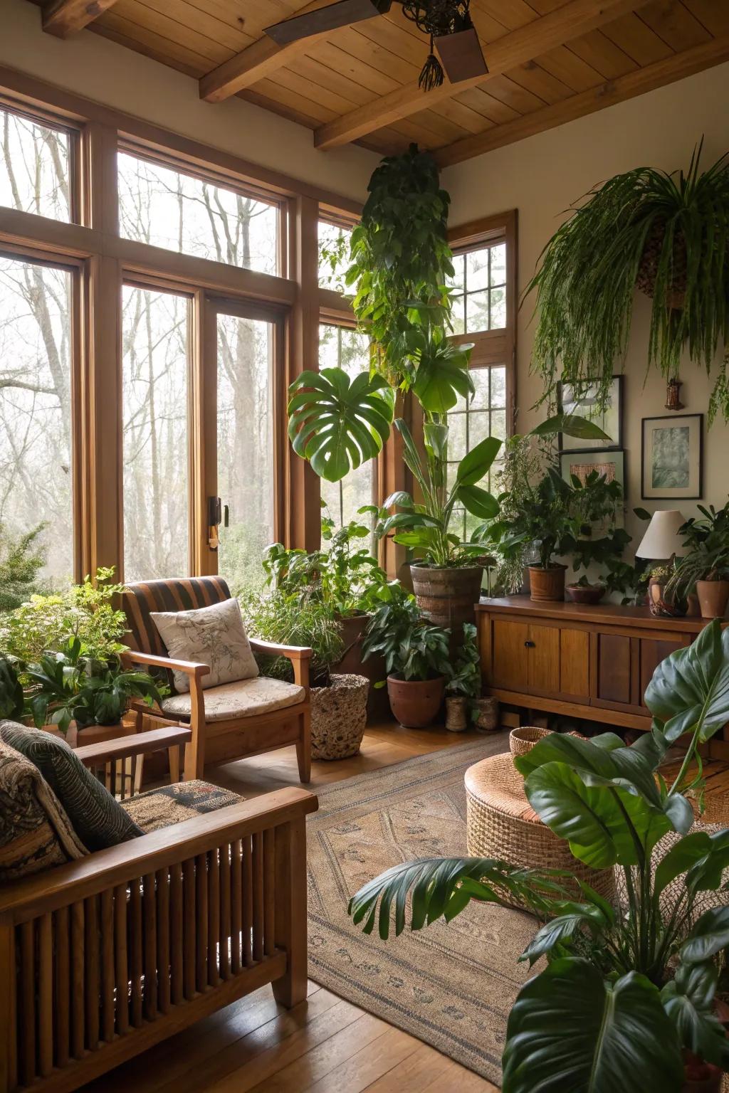 Natural elements bringing warmth to a living room.