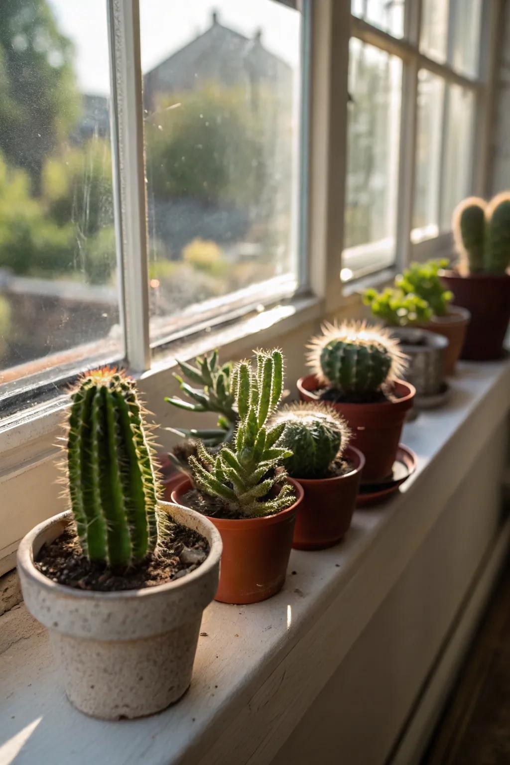 Bring a slice of the desert indoors with a variety of cacti.