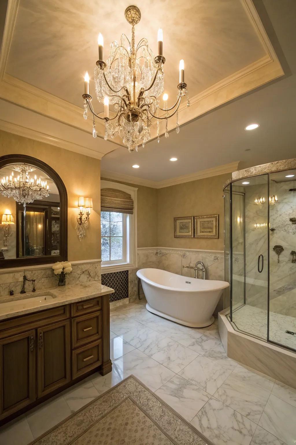 Stylish lighting transforms the ambiance of your bathroom.