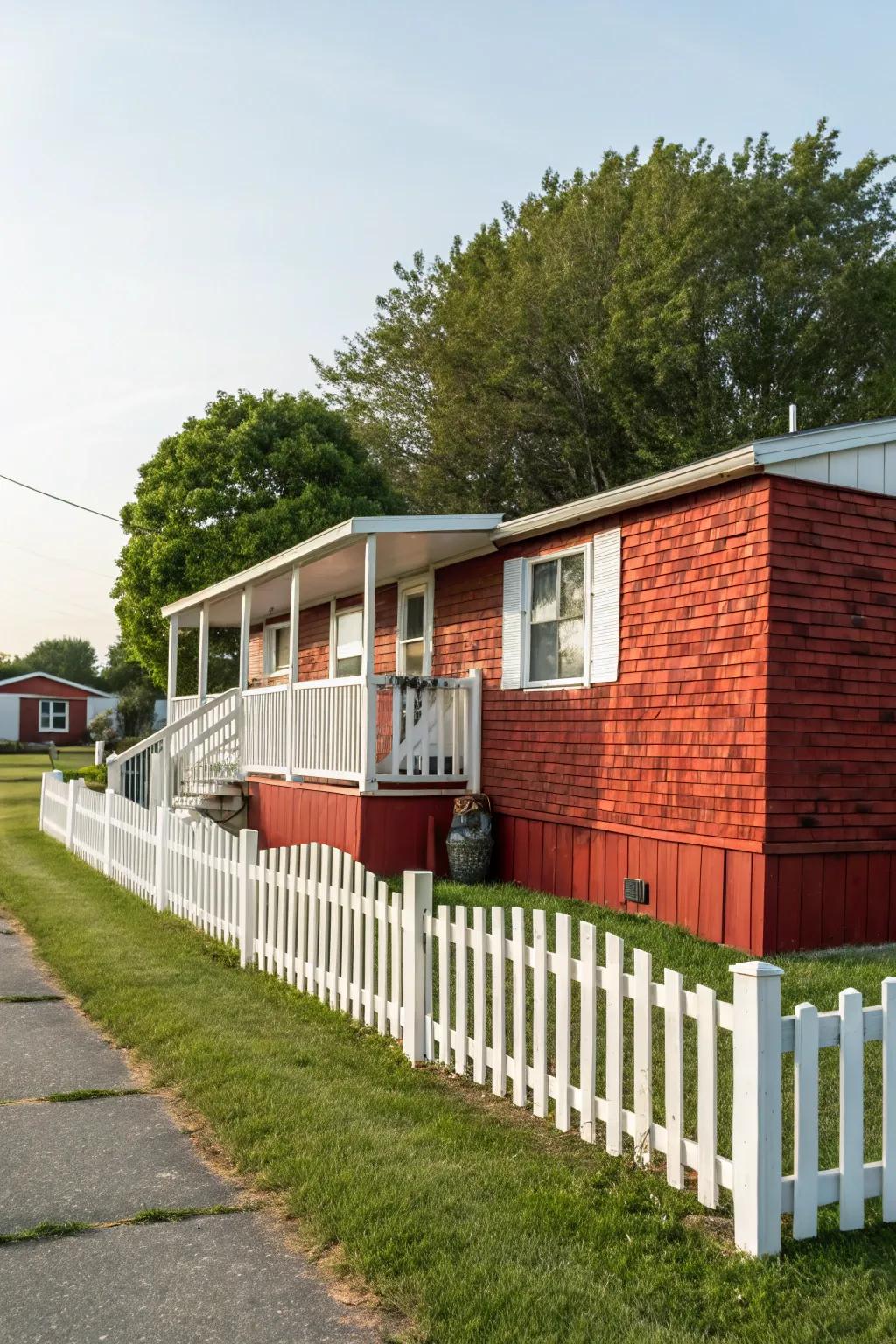 Enjoy timeless appeal with faux brick siding.