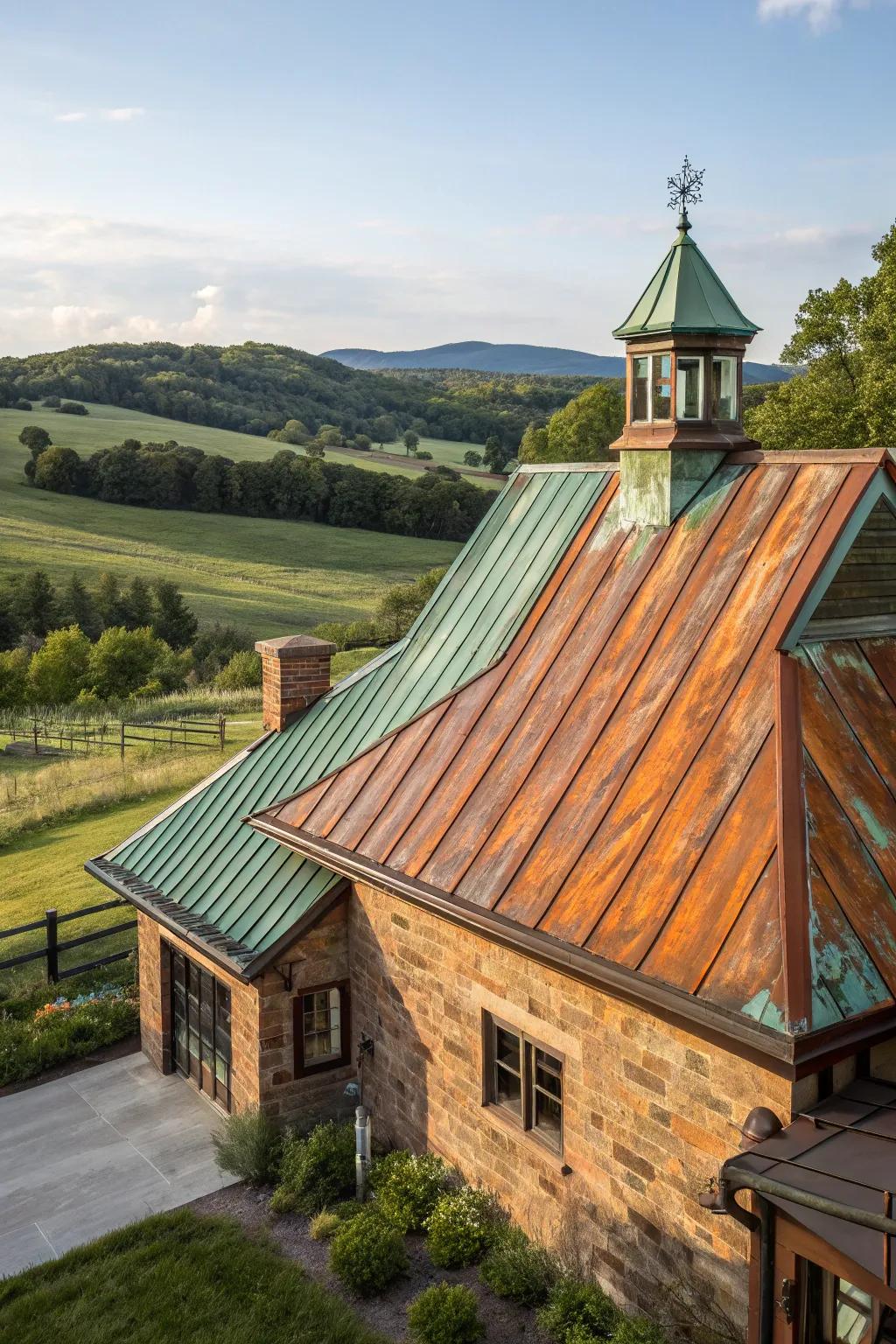 Timeless beauty: A copper roof that ages with grace and charm.
