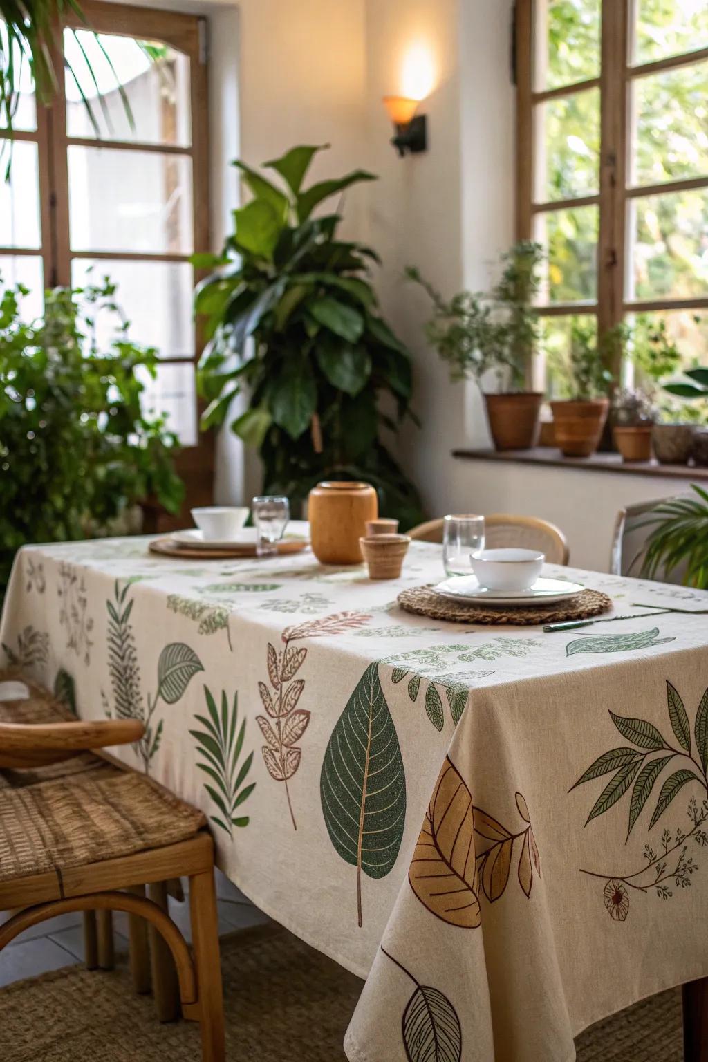 Natural elements create a refreshing dining atmosphere.