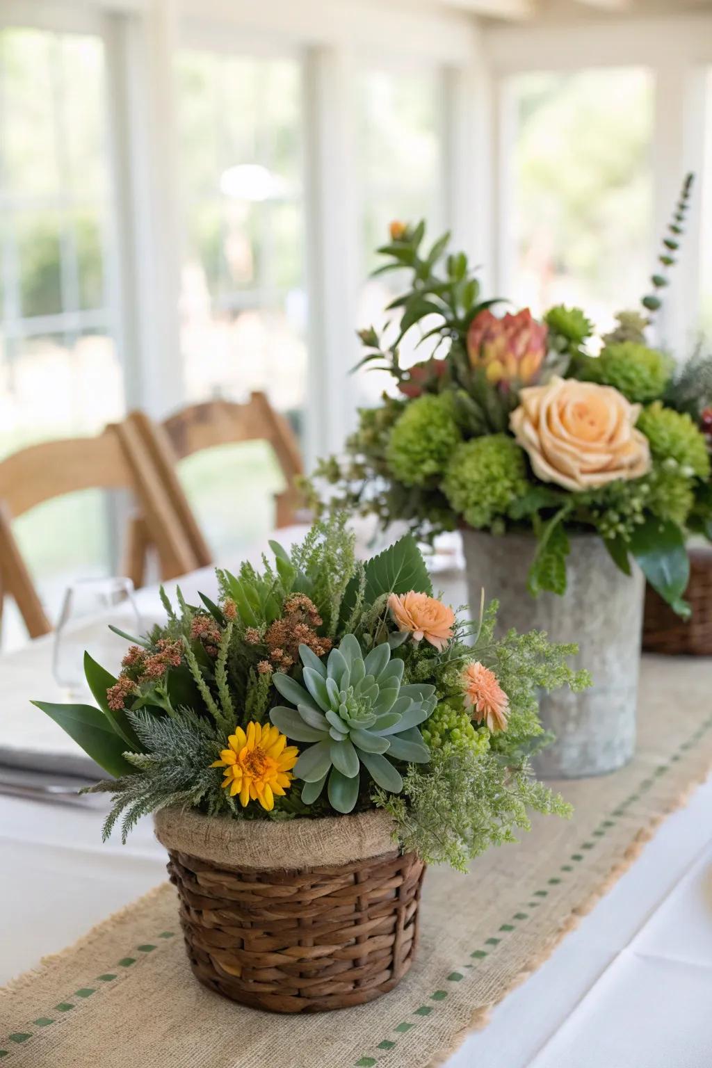 Natural beauty with organic centerpieces.