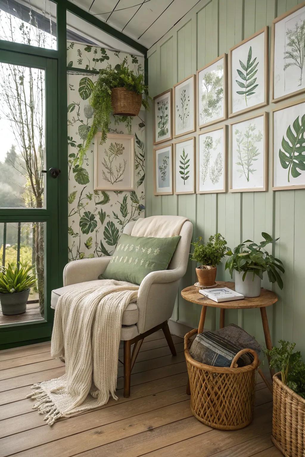 Create a peaceful garden hideaway indoors with nature-inspired decor.