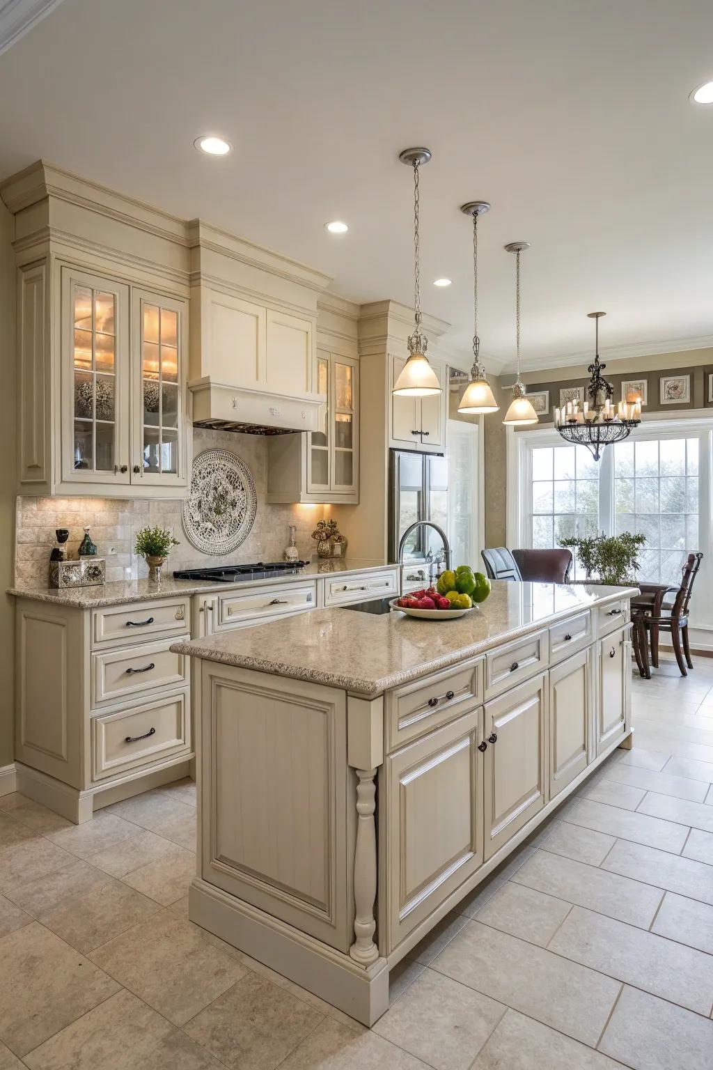 Practical layouts enhance the kitchen's functionality.