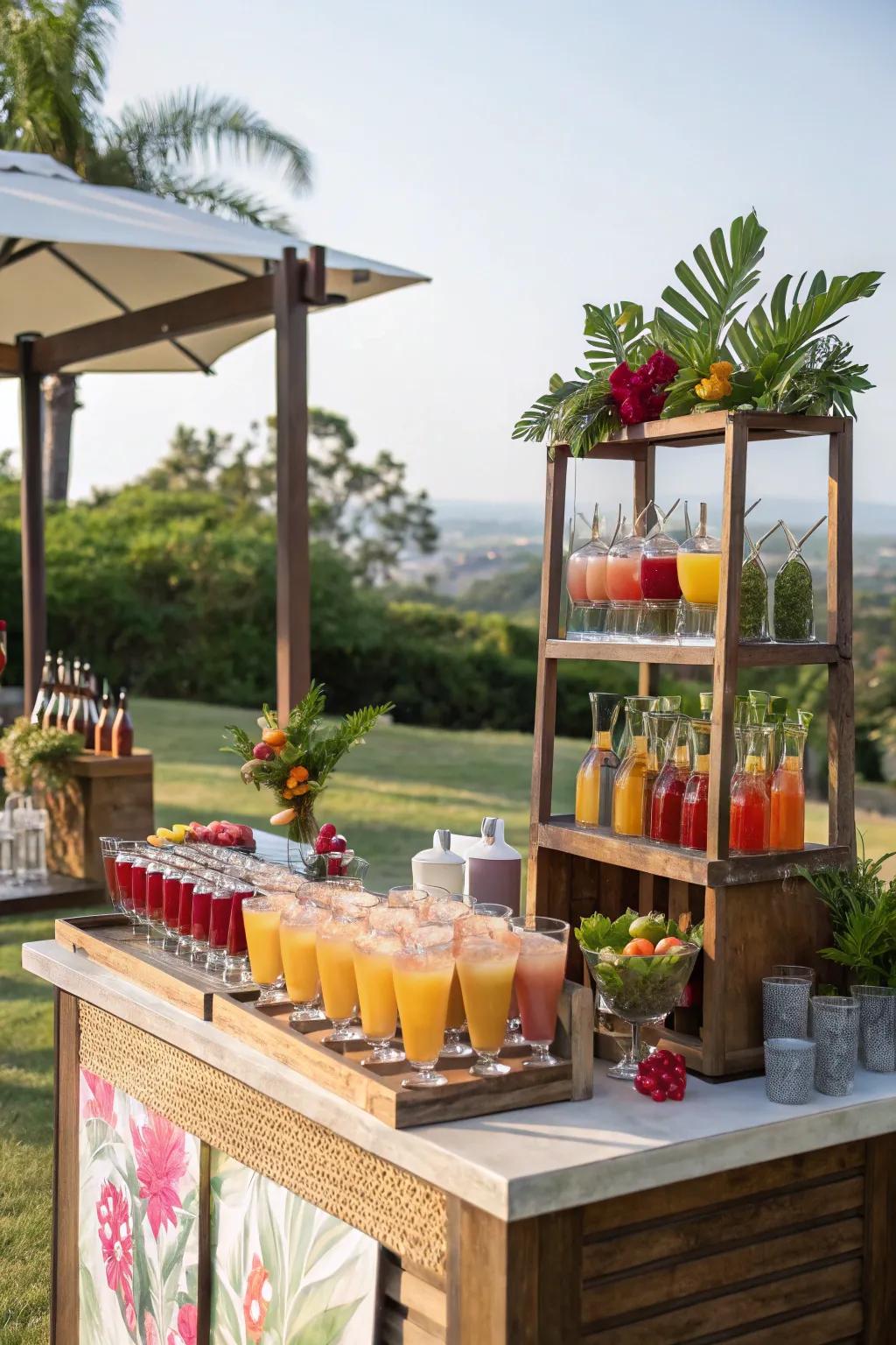 A delightful mimosa bar allows guests to mix their perfect drink.