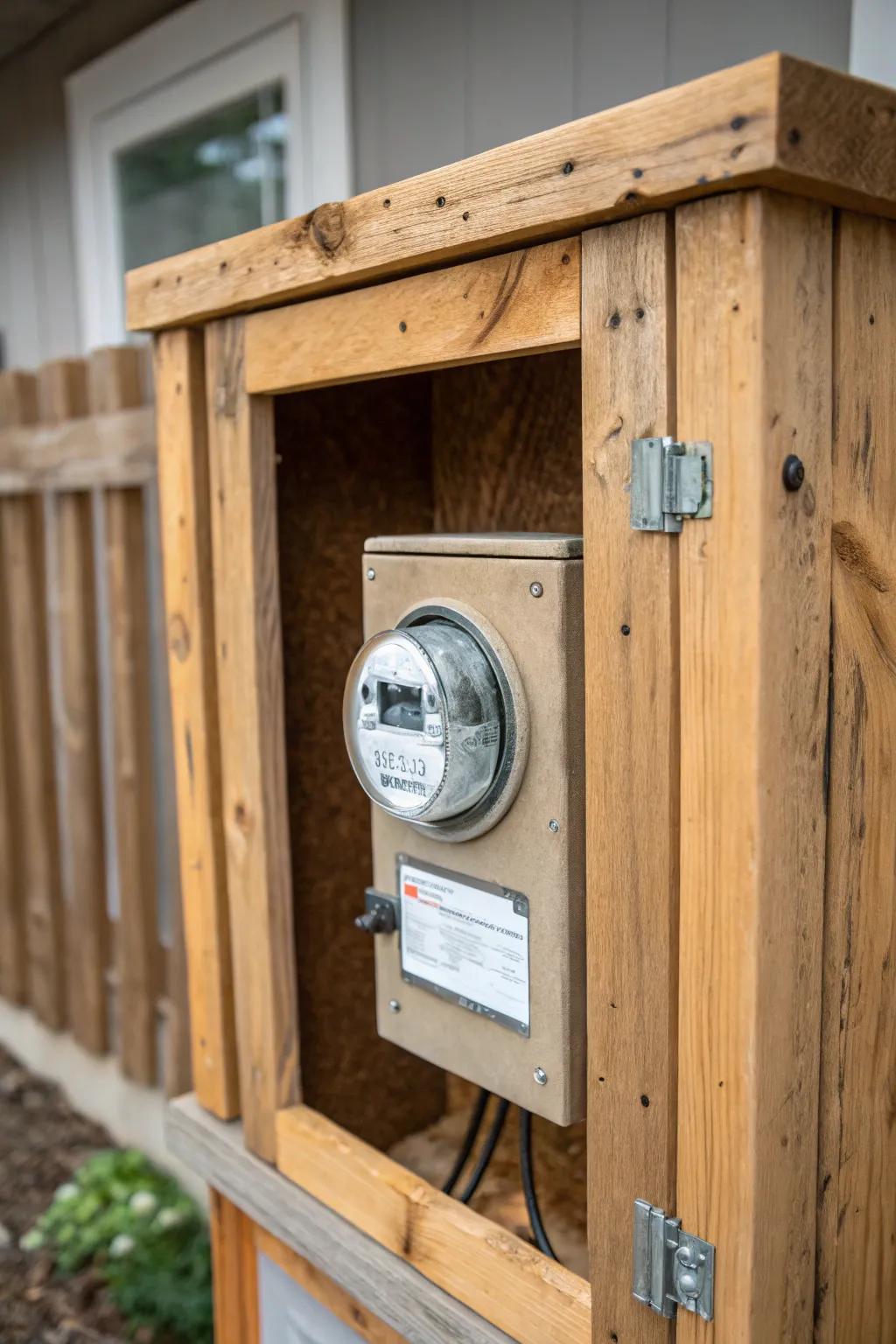 A DIY wooden enclosure adds rustic charm to your outdoor space.