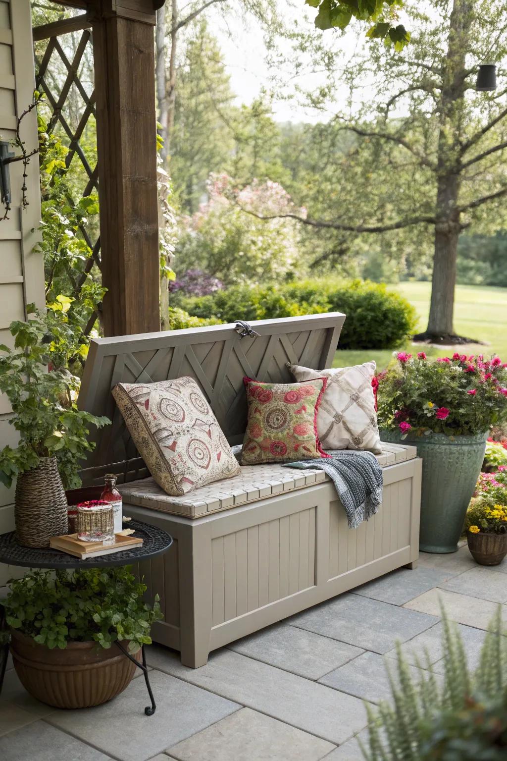 Storage benches offer seating and space-saving storage solutions.