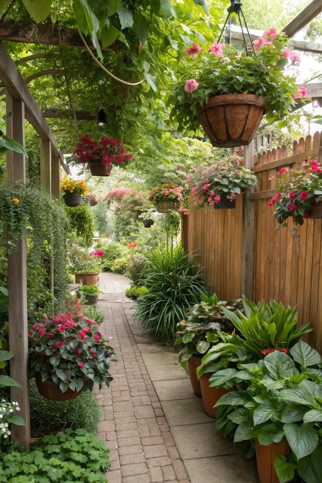 A lush garden filled with diverse greenery and plants.