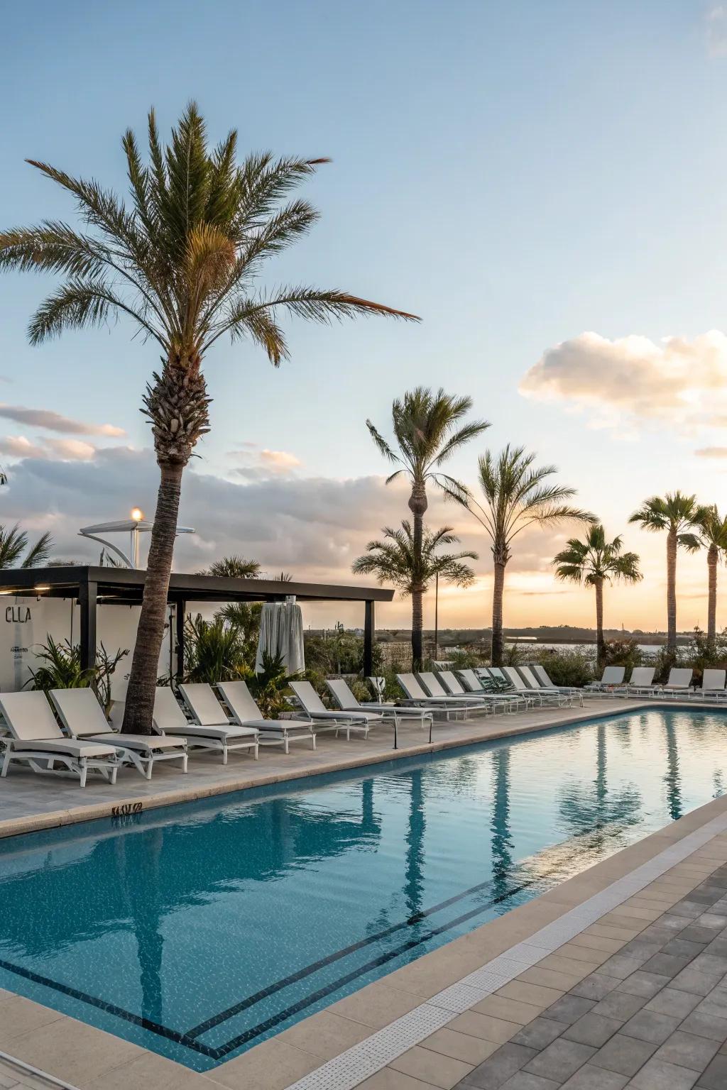 An outdoor pool provides a refreshing escape in the desert heat.