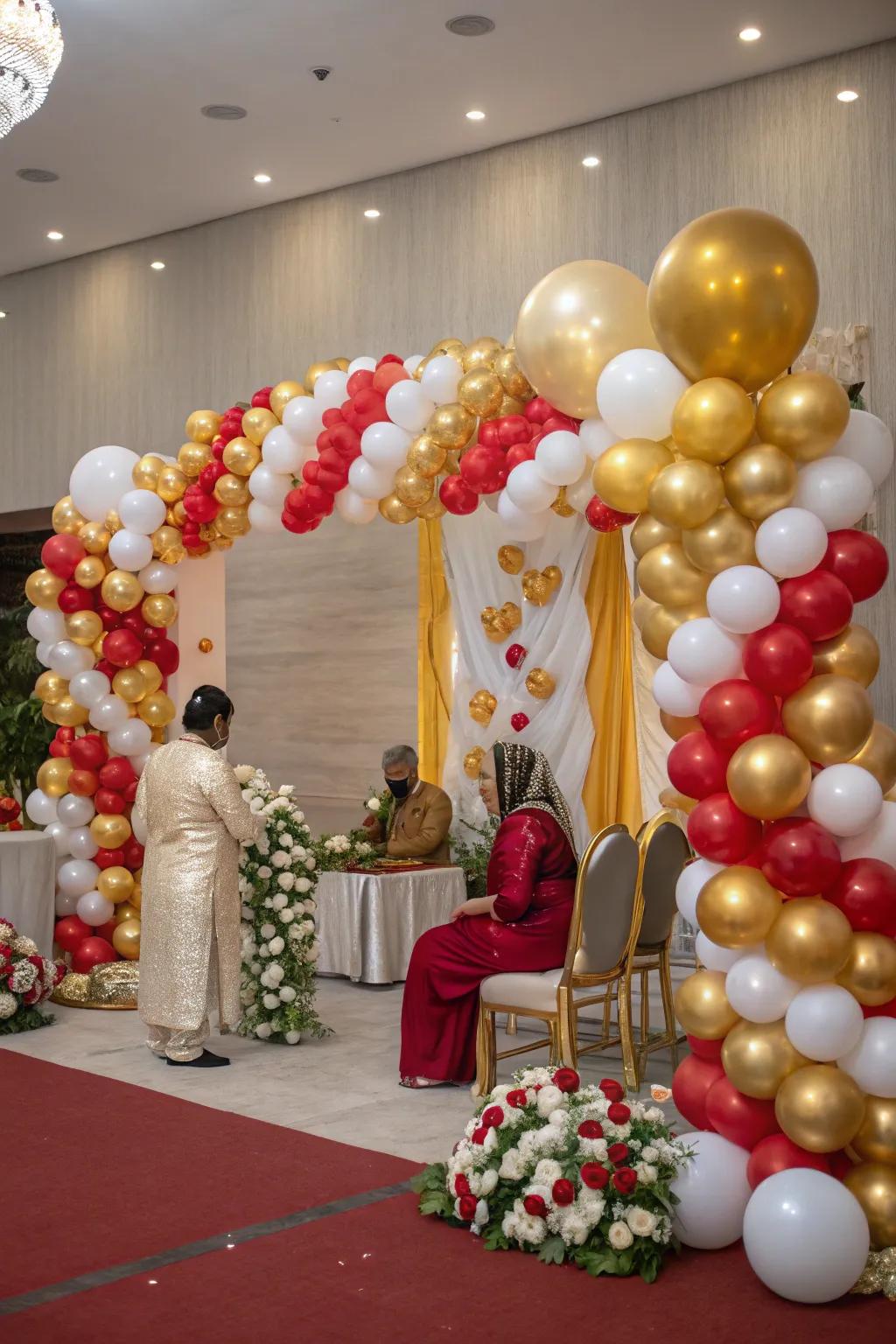 Playful balloon decorations in a pasni ceremony.