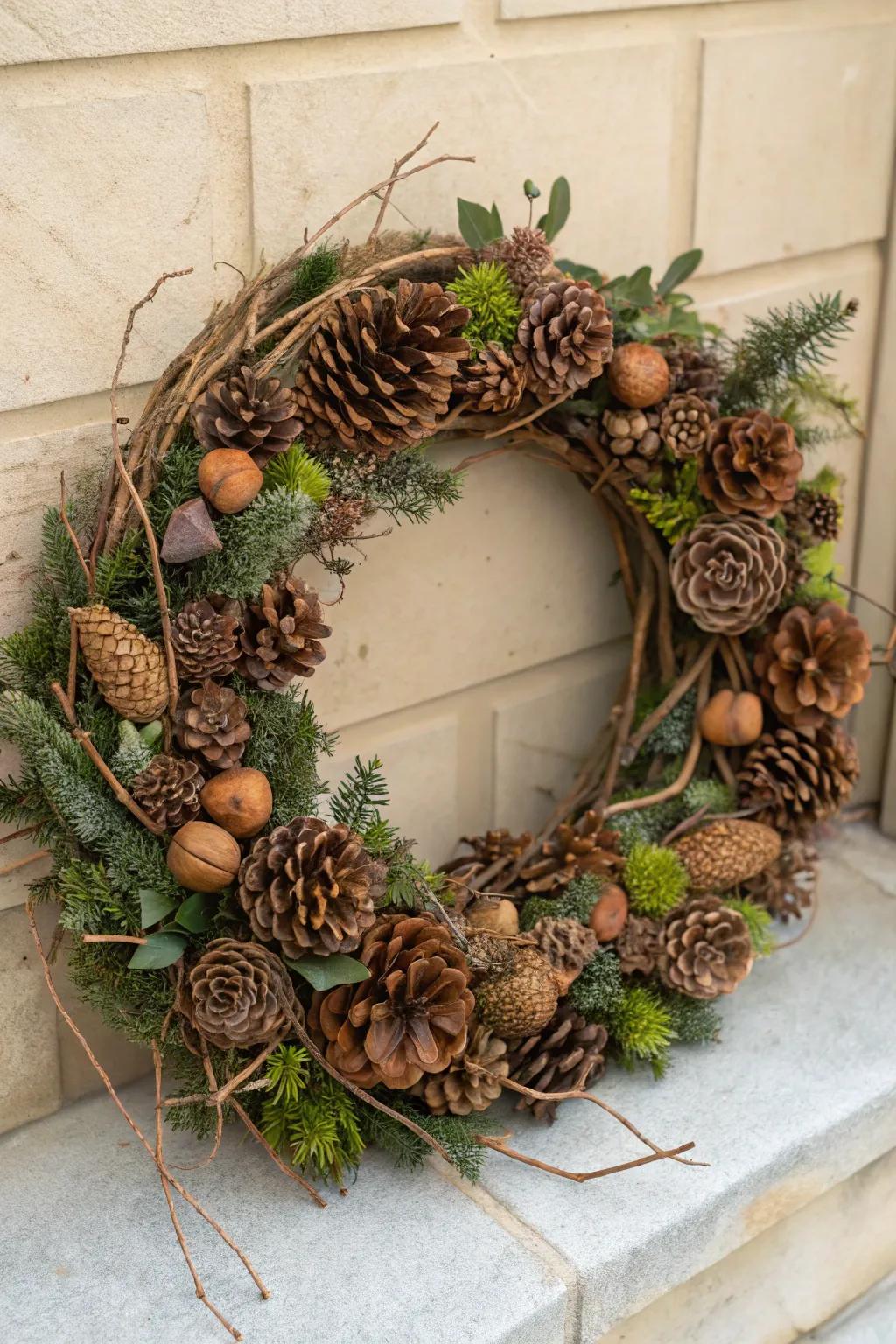 Crafted pinecone designs add a personal touch to gardens.