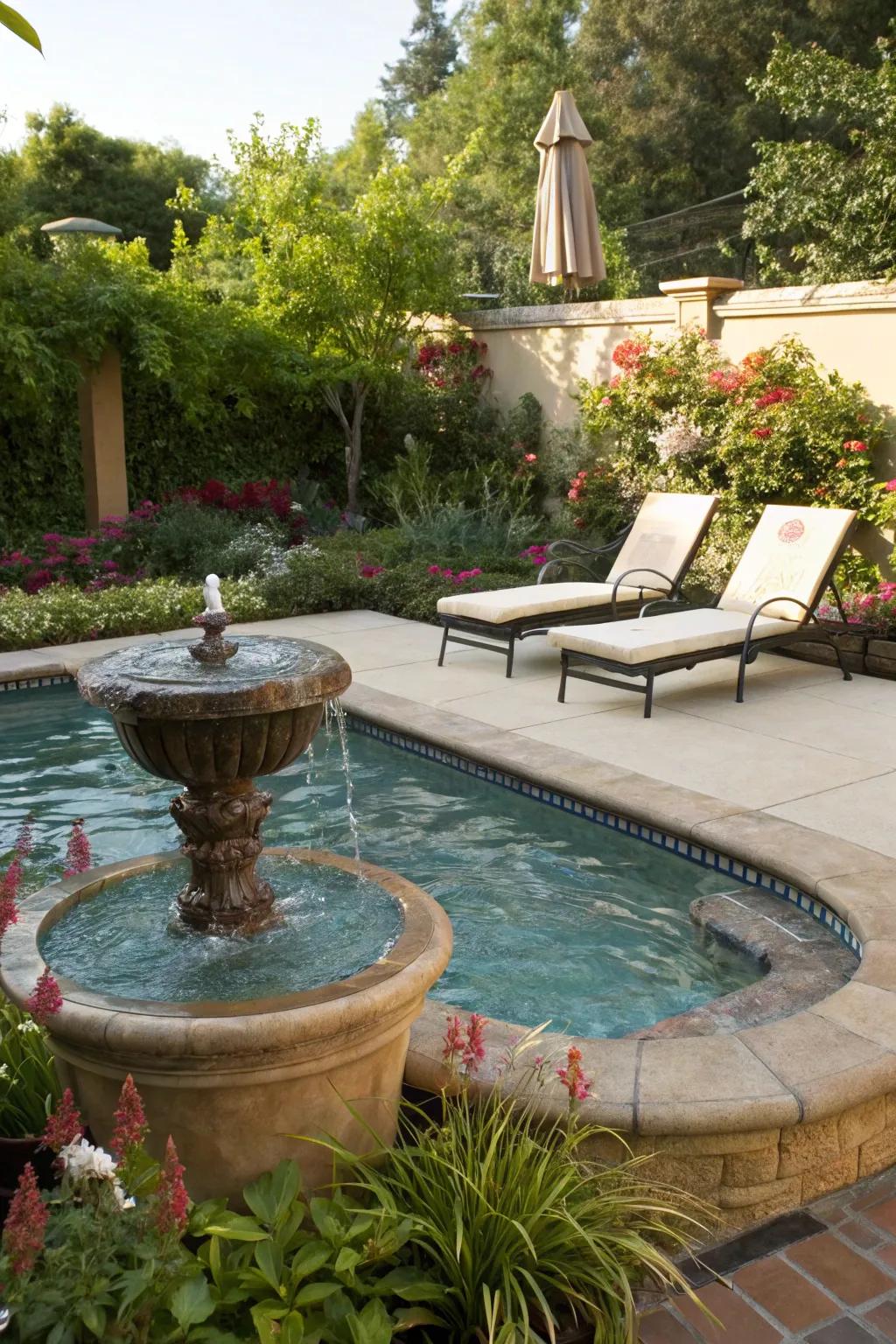 Add a tranquil touch with a relaxing water feature.