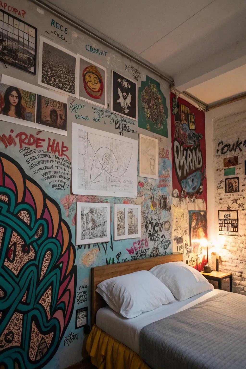 Express your creativity with graffiti and hand-drawn art on your walls.