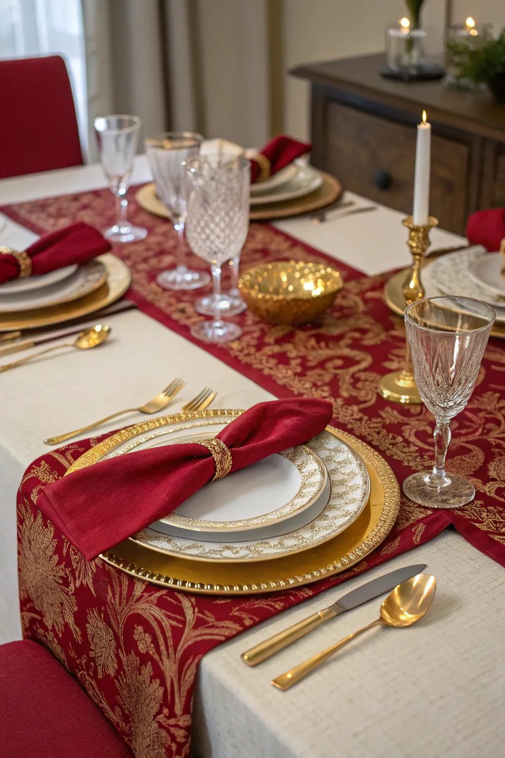 A sophisticated tablescape enhances the dining experience.