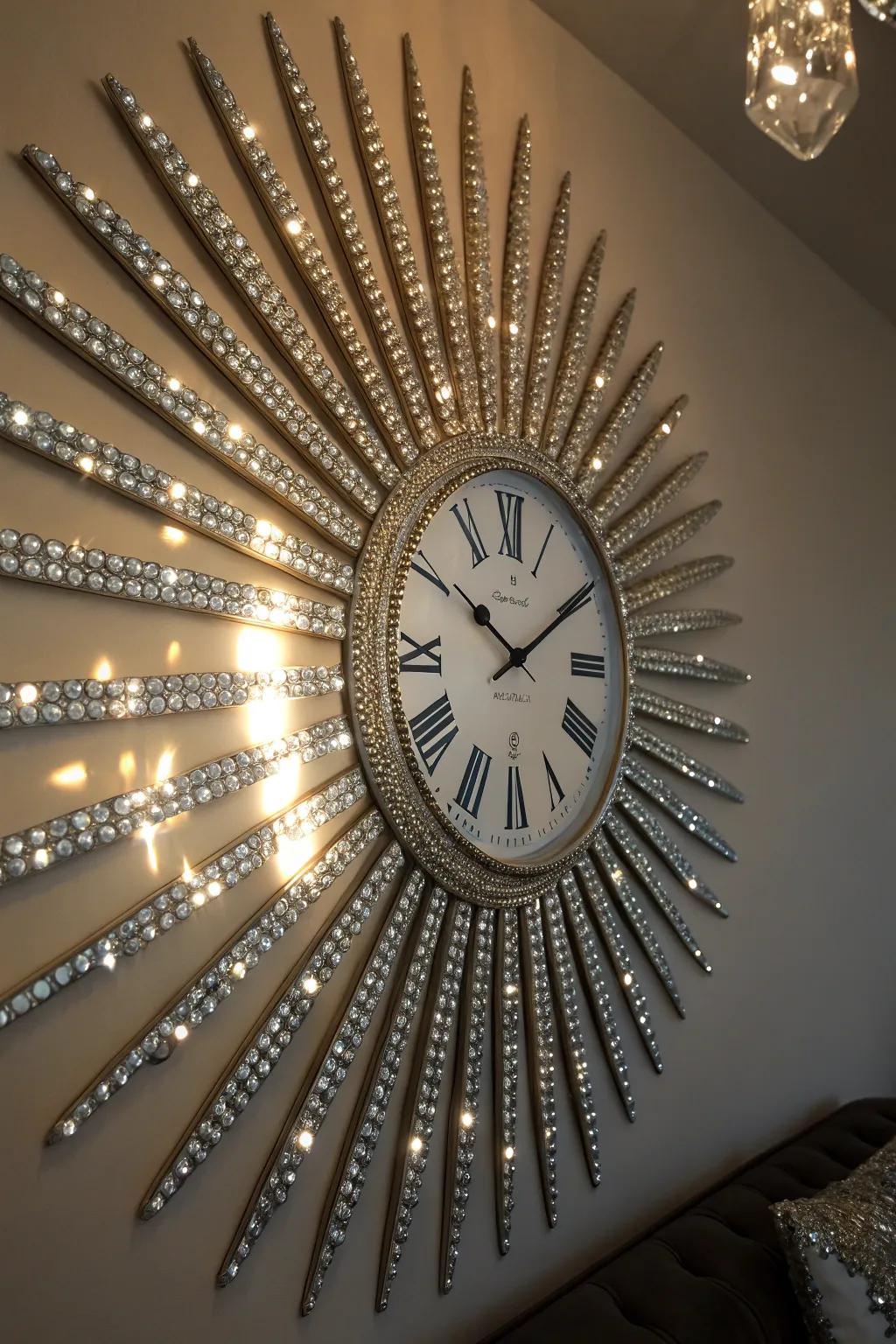 Radial rhinestones turn timepieces into art.