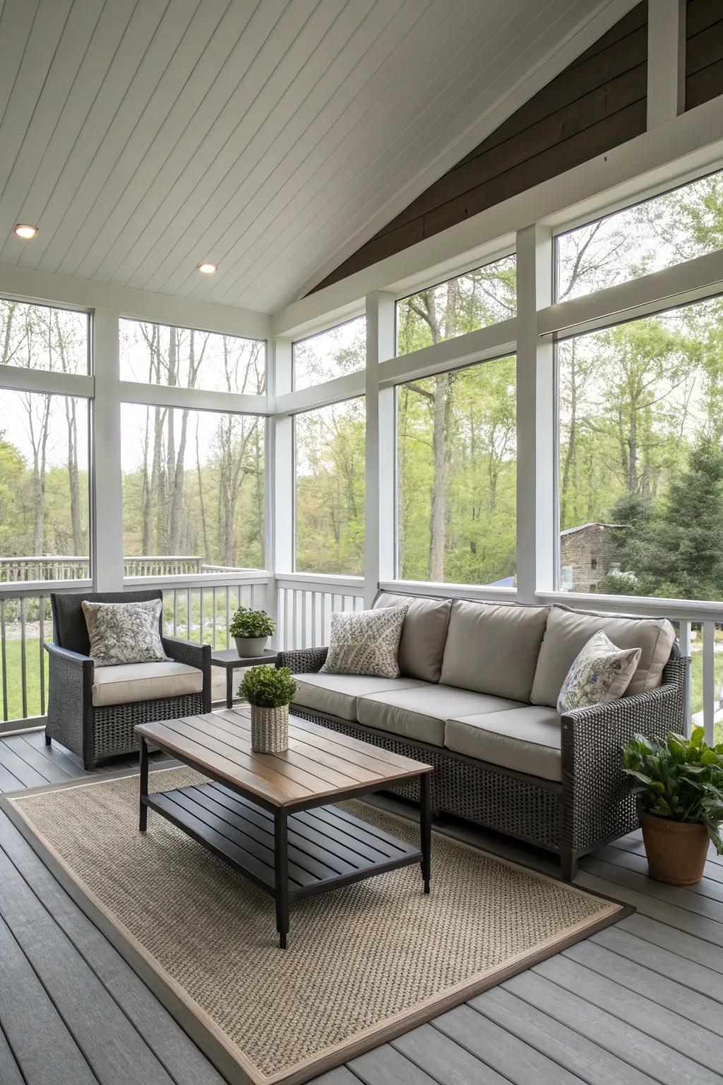 A contemporary chic porch exudes elegance and simplicity.