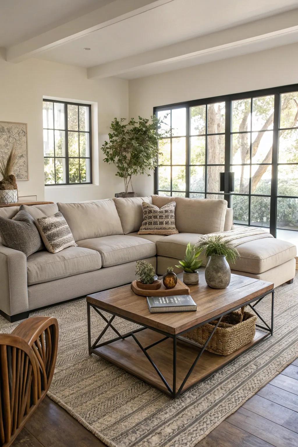 Accent tables complete the look and functionality of a sectional setup.