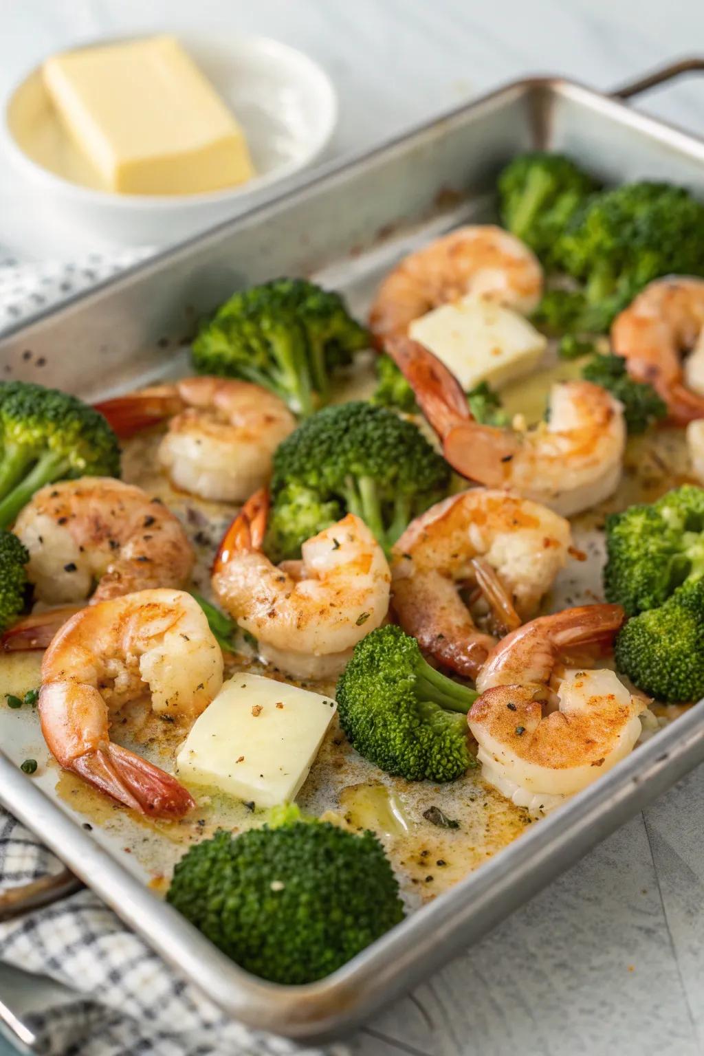 Garlic butter shrimp and broccoli, a quick and satisfying meal.