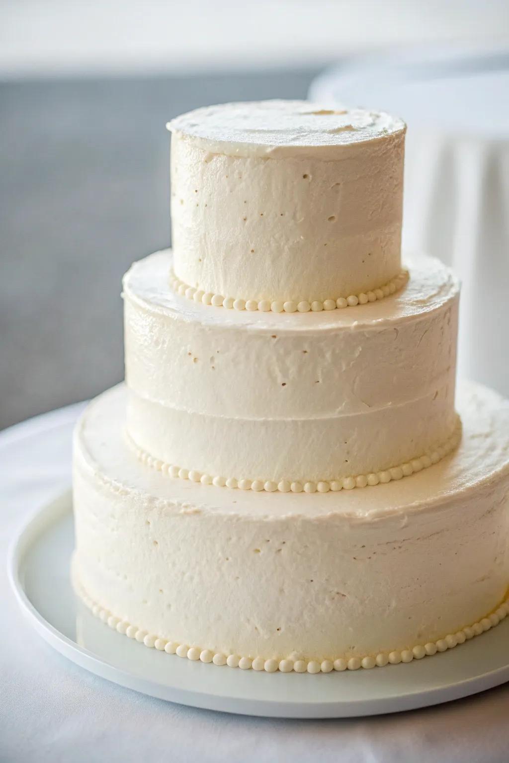 Clean and sophisticated multi-tiered wedding cake.