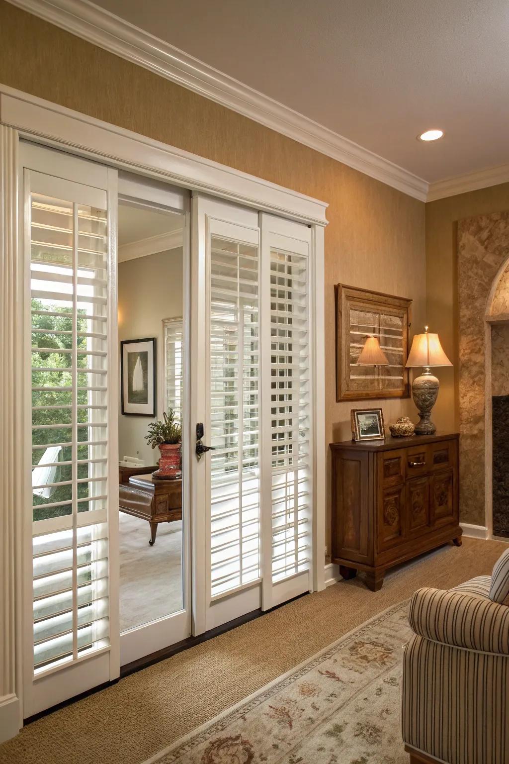 Shutters provide a classic and durable solution.