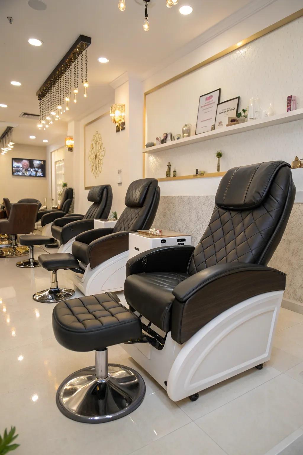 Comfortable seating is essential for a great nail room experience.