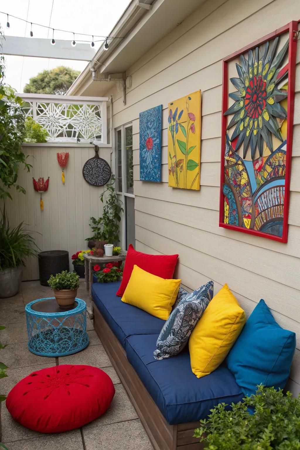 Personalize your patio with colorful decorative accessories.