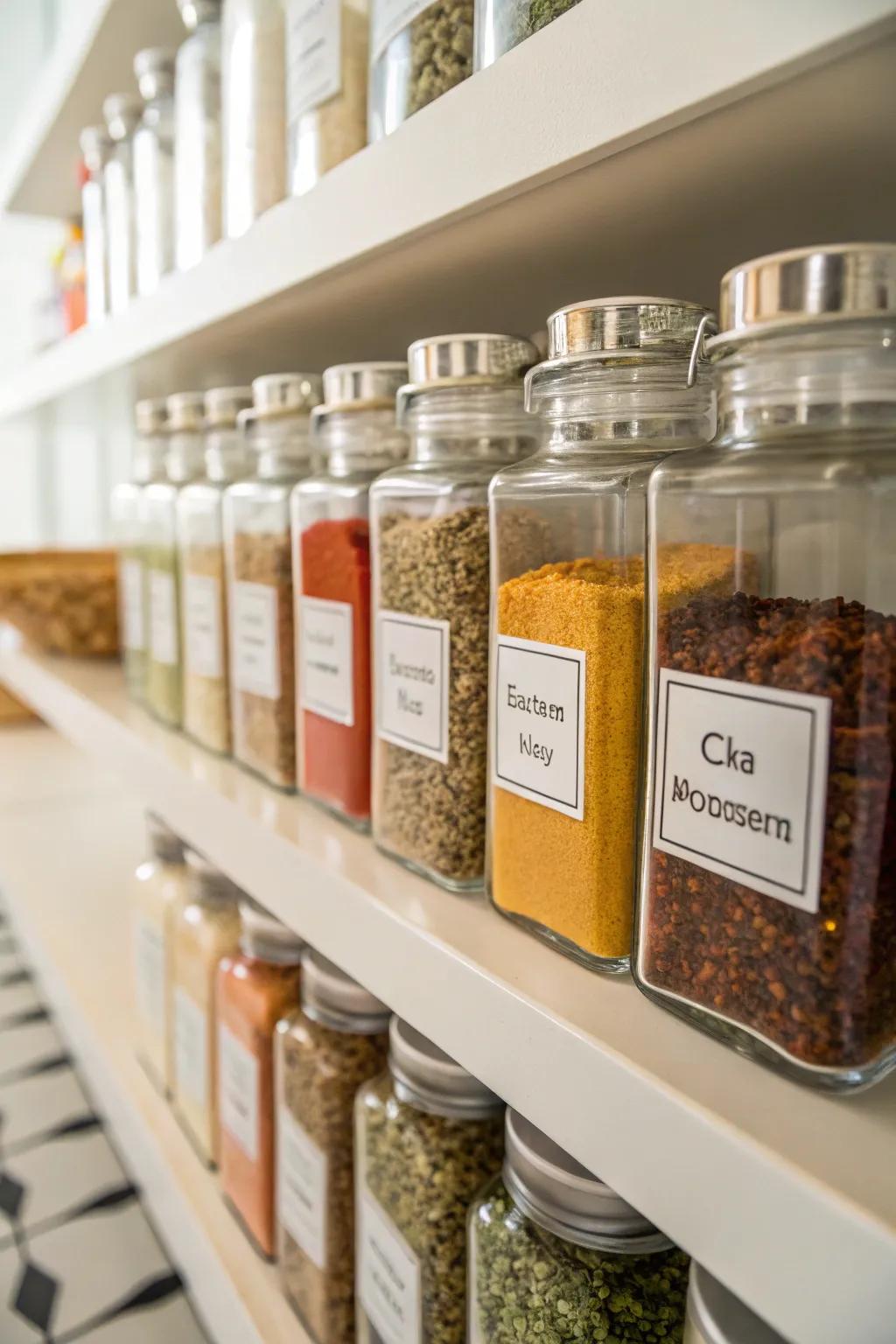 Clear containers make spice identification a breeze.