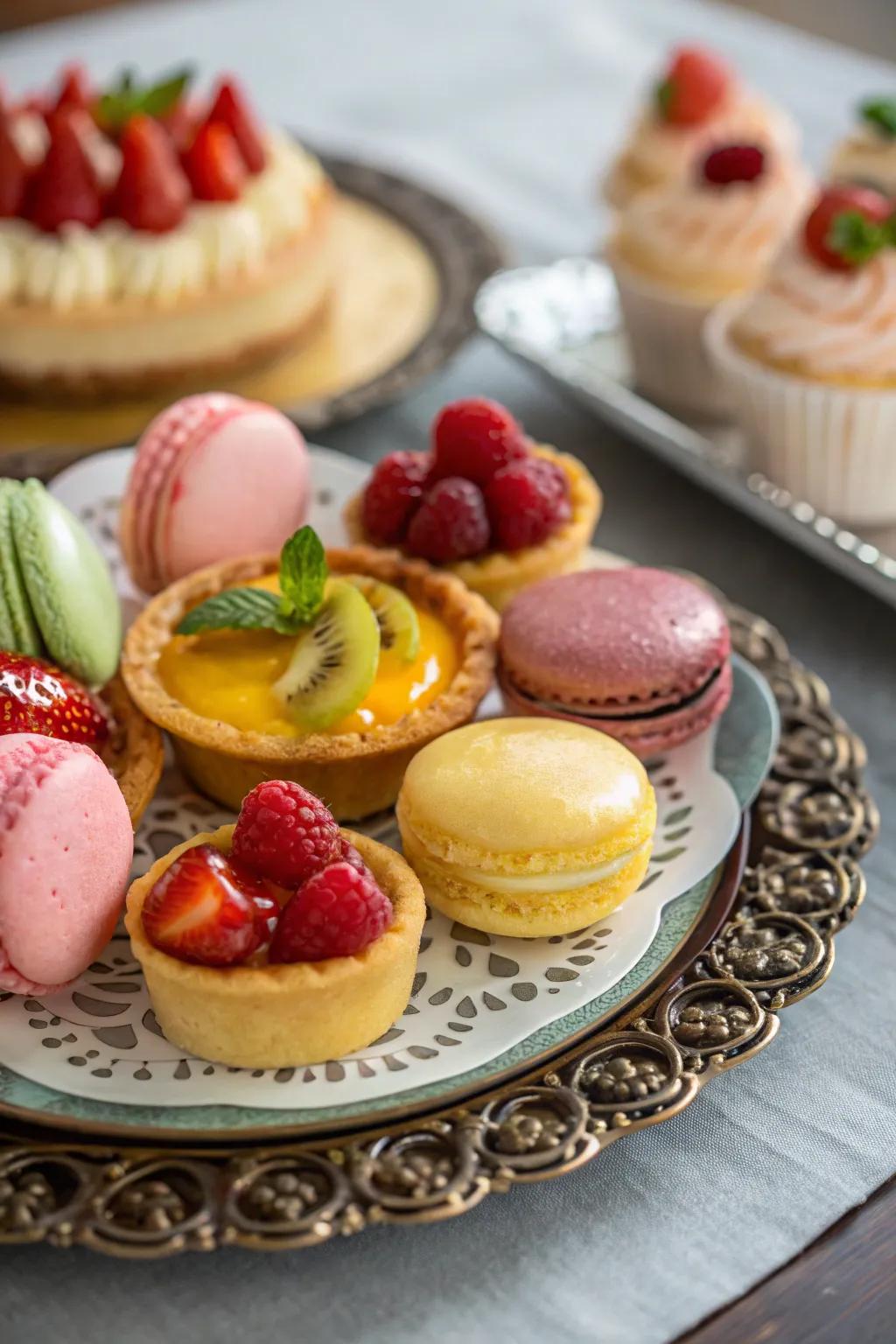 Miniature pastries provide a delightful treat for guests.