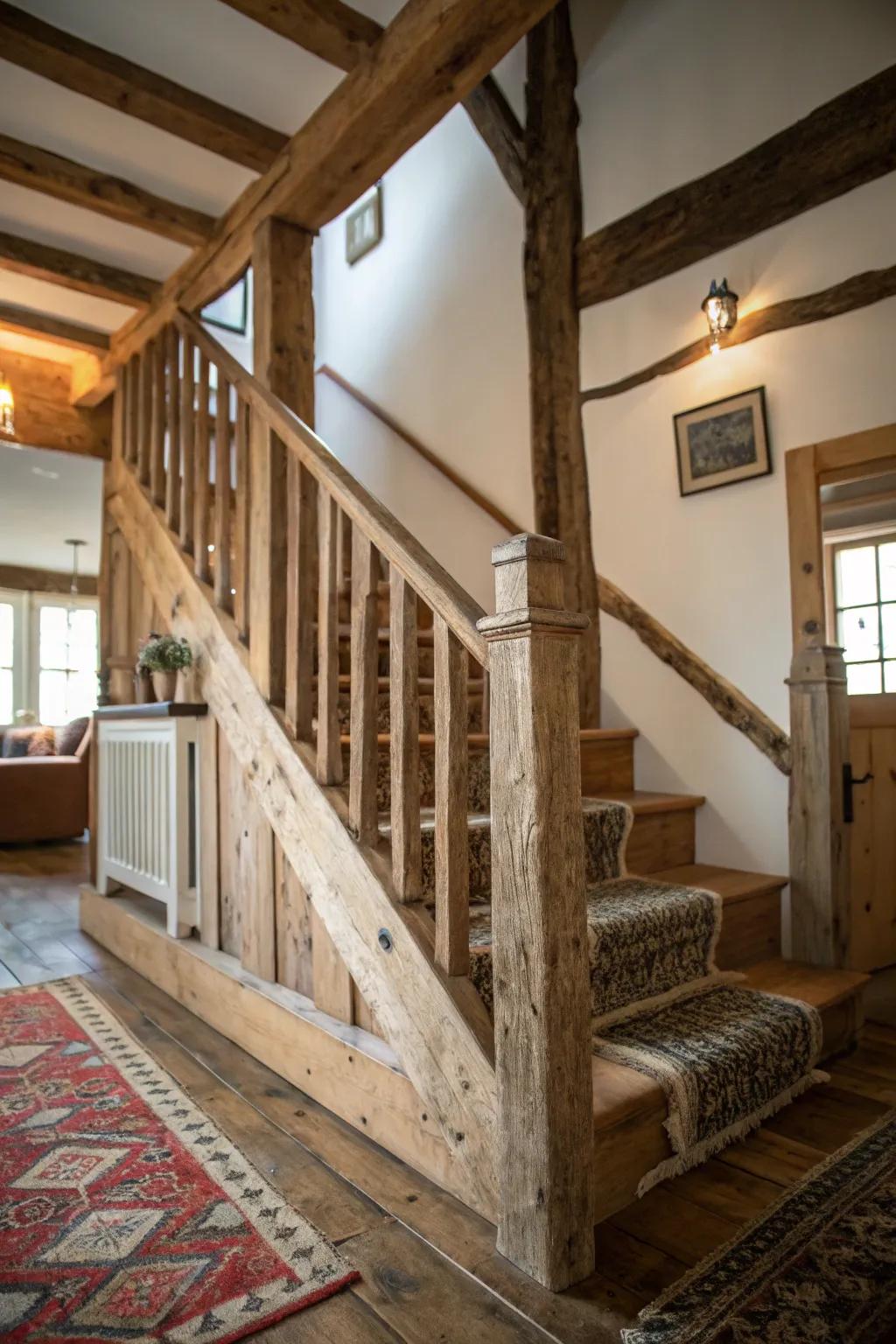 Rustic railings bring natural warmth and texture.