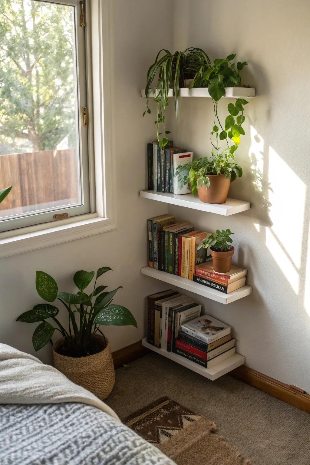 Corner and wall nooks make great storage spots.